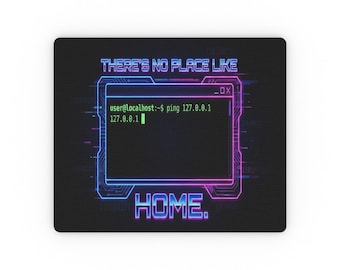 Retro Tech Pad, Neon Cyberpunk Mouse Mat | White Cloth | 9.3 X 7.8 Inch, Rubber Base, Optical-Friendly