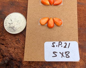 Spiny Oyster 5x8mm Pear Cluster Cabochon Loose Gemstone