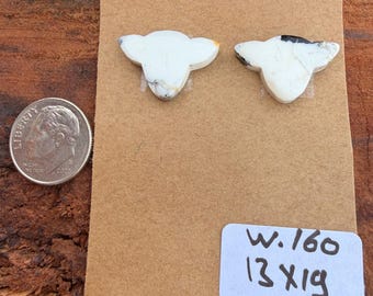 White Buffalo Turquoise 13x19mm Moo Pair Cabochon Loose Gemstone