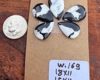 White Buffalo Turquoise 18x11mm To 15x11mm Tear Drop Cluster Cabochon Loose Gemstone