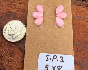 Pink Conch Shell 5x8mm Pear Cluster Cabochon Loose Gemstone