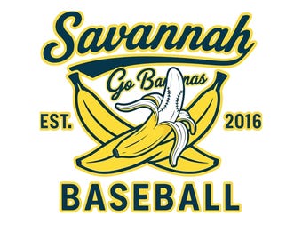 Savannah Bananas Baseball PNG SVG | Go Bananas Logo Design | Banana Baseball Team Clipart | Vintage Sports Logo |EST 2016 Baseball Graphic