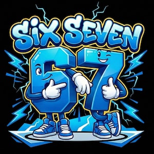 Six Seven 67 Meme SVG, Gen Alpha Brainrot Design (digital nedladdning)