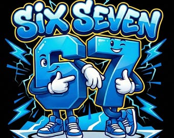 Meme SVG de Six Seven 67, diseño de Brainrot de la Generación Alfa (descarga digital)