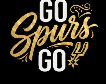 Paquete de archivos SVG y PNG de Go Spurs Go, SVG de baloncesto de San Antonio, PNG para aficionados al deporte, archivo de corte para Cricut, diseño de sublimación, descarga instantánea en PDF y enlace de Drive.