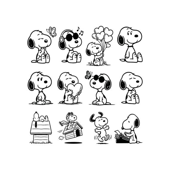 Snoopy Valentine SVG PNG Bundle, Cute Love Dog Clipart, Cartoon Puppy Design for Cricut, Sublimation & Valentine’s Day Digital Download