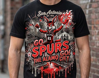 Archivo PNG de Go Spurs Go, diseño de camiseta de aficionado al baloncesto de San Antonio, PNG de Alamo City Sports, PNG de la mascota de Alamo City, descarga digital por sublimación
