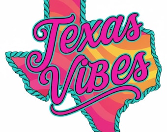 Vibraciones de Texas PNG SVG / Logotipo retro de Texas / Diseño de vaquera occidental / Descarga digital de sublimación de Cricut