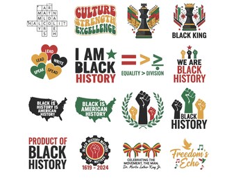 Paquete SVG de historia afroamericana, PNG de orgullo afroamericano, clipart de Juneteenth, diseños de empoderamiento negro, sublimación de la cultura de la melanina, archivo de corte Cricut
