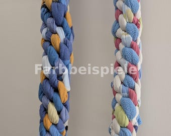 Juego de 2 cuerdas de escalada "Sorpresa" para animales pequeños, reptiles y aves | Tela de jersey, sin hilos | Terrario y aviario reciclado anudado a mano