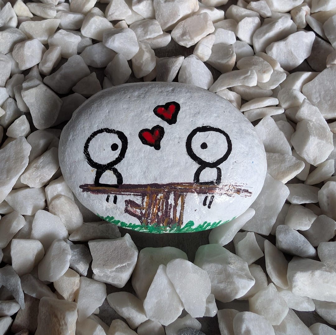 Bein Rocking Stone Rocking Stone With Hearts, Hand-painted | Unique Natural Stone Piece ...