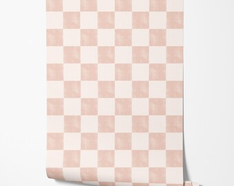 Blush Checker Peel & Stick Wallpaper - Removable Wallpaper