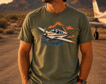 Vintage V-Tail Flugzeug Shirt, Tribute Tee für V-35 Piloten, Retro Flugzeug Grafik Luftfahrt Geschenk