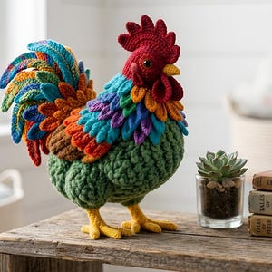 Realistic Amigurumi Rooster, Chicken Crochet Pattern Bundle PDF | Chubby Hen & Rooster Plush Toy | Farmhouse Farm Animal | Instant Download