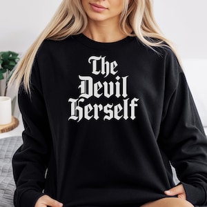 Sudadera personalizable "El Diablo mismo", Satán, ocultismo, gótico, cuello redondo, humor negro, ropa de calle para mujer, regalo