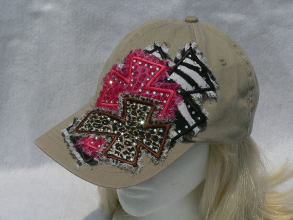 Items similar to Stacked Cross Rhinestone Accented Hat on Etsy