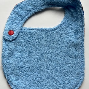 Red/Blue-Towel Bib/ Newborn Bib/ Baby Bib/ Infant Bib/ Drool Bib/ Handmade image 2