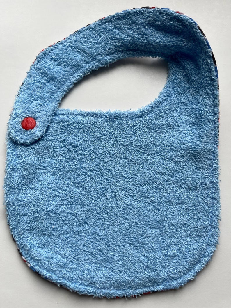 Red/Blue-Towel Bib/ Newborn Bib/ Baby Bib/ Infant Bib/ Drool Bib/ Handmade image 2
