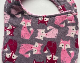 Fox on flannel -Towel Bib/ Newborn Bib/Baby Bib/ Infant Bib/ Drool Bib/ Handmade