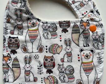 Forest Animals -Towel Bib/ Newborn Bib/Baby Bib/ Infant Bib/ Drool Bib/ Handmade