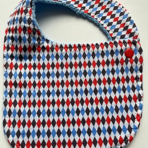Red/Blue-Towel Bib/ Newborn Bib/ Baby Bib/ Infant Bib/ Drool Bib/ Handmade image 1