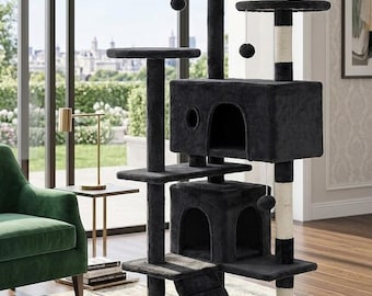 Multi Level Cat Tree Tower with Sisal Scratching Posts Cozy Condos Plush Perches