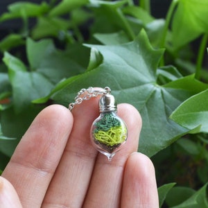 Terrarium Necklace, Mini Moss Necklace, Mother's Day Gift, Spring Jewelry for Her, Unique Jewelry Gifts for Women, Plant Terrarium Necklace image 6