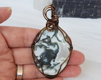 Tree Agate Necklace, Spring Inspired Nature Necklace, Spring Jewelry for Her, Unique Mother's Day Gift,  Large Oval Tree Agate Necklace