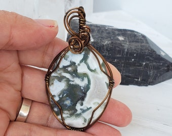 Tree Agate Necklace, Spring Inspired Nature Necklace, Spring Jewelry for Her, Unique Mother's Day Gift,  Large Oval Tree Agate Necklace