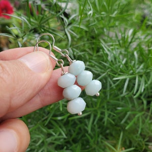 Amazonite Earrings, Valentines Day Earrings, Dangle Amazonite Earrings for Women, Valentines Gift for Her, Small Three Stone Earrings Mint image 2
