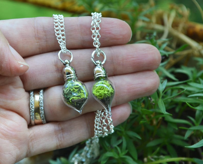 Terrarium Necklace, Mini Moss Necklace, Mother's Day Gift, Spring Jewelry for Her, Unique Jewelry Gifts for Women, Plant Terrarium Necklace image 5