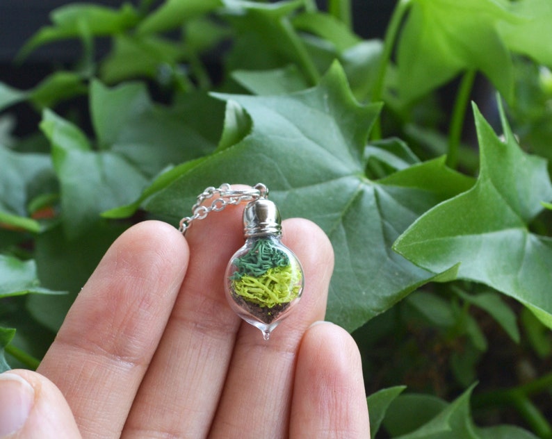 Terrarium Necklace, Mini Moss Necklace, Mother's Day Gift, Spring Jewelry for Her, Unique Jewelry Gifts for Women, Plant Terrarium Necklace image 6