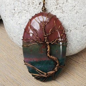 Unique Bloodstone Pendant, Tree of Life Spring Necklace, Wire Wrap Pendant Women's Birthday Gift, Handmade Nature Inspired Spirit Tree Gift image 5