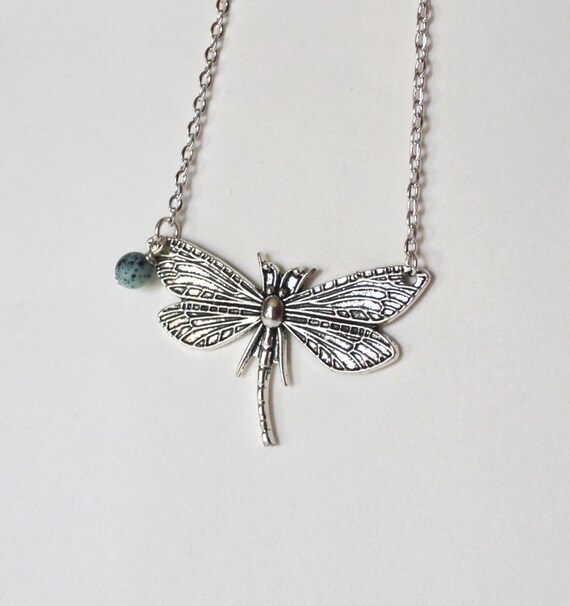 Items similar to Dragonfly Necklace, Dragonfly Long Chain, Wing Jewelry ...