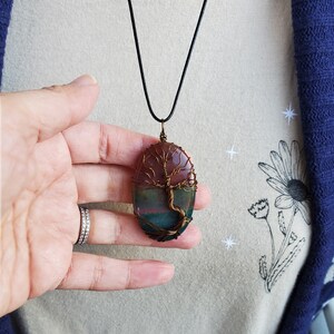 Unique Bloodstone Pendant, Tree of Life Spring Necklace, Wire Wrap Pendant Women's Birthday Gift, Handmade Nature Inspired Spirit Tree Gift image 7