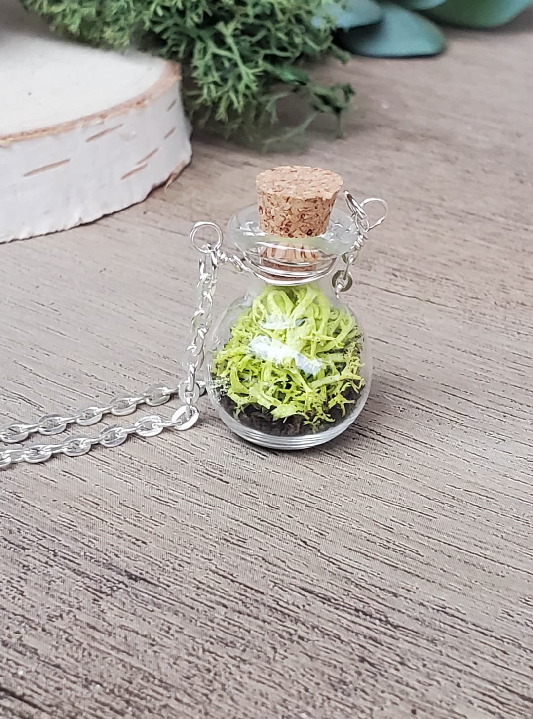 Buy Terrarium Necklace, Spring Nature Forest Jewelry, Moss Necklace, Plant  Jewelry for Women, Birthday Gift, Unique Small Moss Necklace Online in