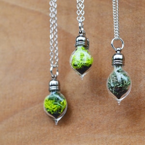 Terrarium Necklace, Mini Moss Necklace, Mother's Day Gift, Spring Jewelry for Her, Unique Jewelry Gifts for Women, Plant Terrarium Necklace image 1