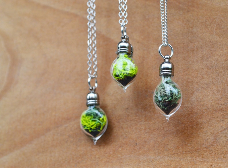 Terrarium Necklace, Mini Moss Necklace, Mother's Day Gift, Spring Jewelry for Her, Unique Jewelry Gifts for Women, Plant Terrarium Necklace image 1