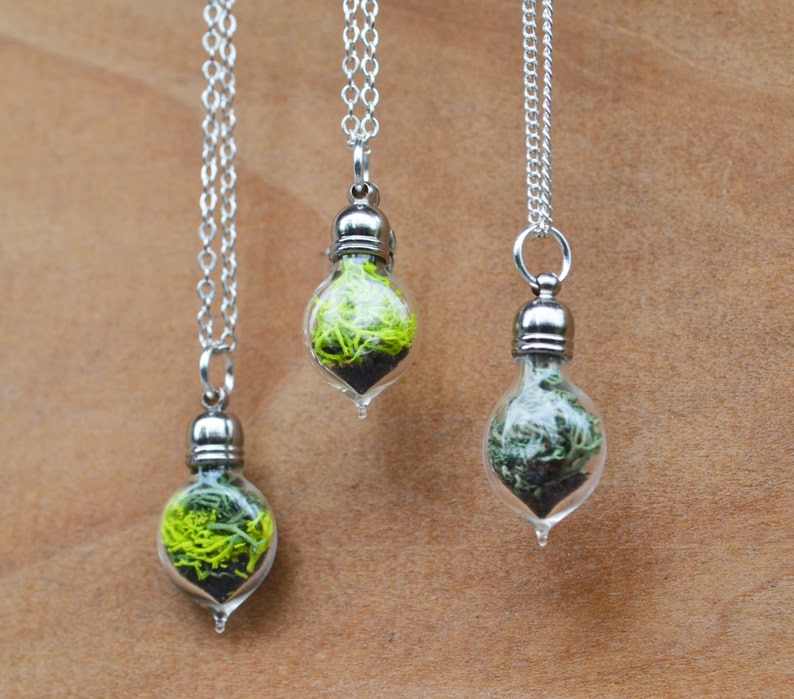 Terrarium Necklace, Mini Moss Necklace, Mother's Day Gift, Spring Jewelry for Her, Unique Jewelry Gifts for Women, Plant Terrarium Necklace image 7