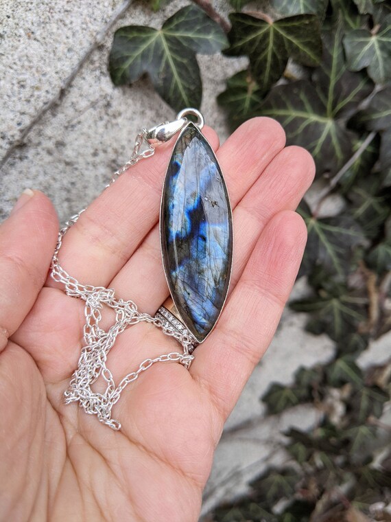 Labradorite Pendant Colorful Stone Necklace Pendant Unique  Gift