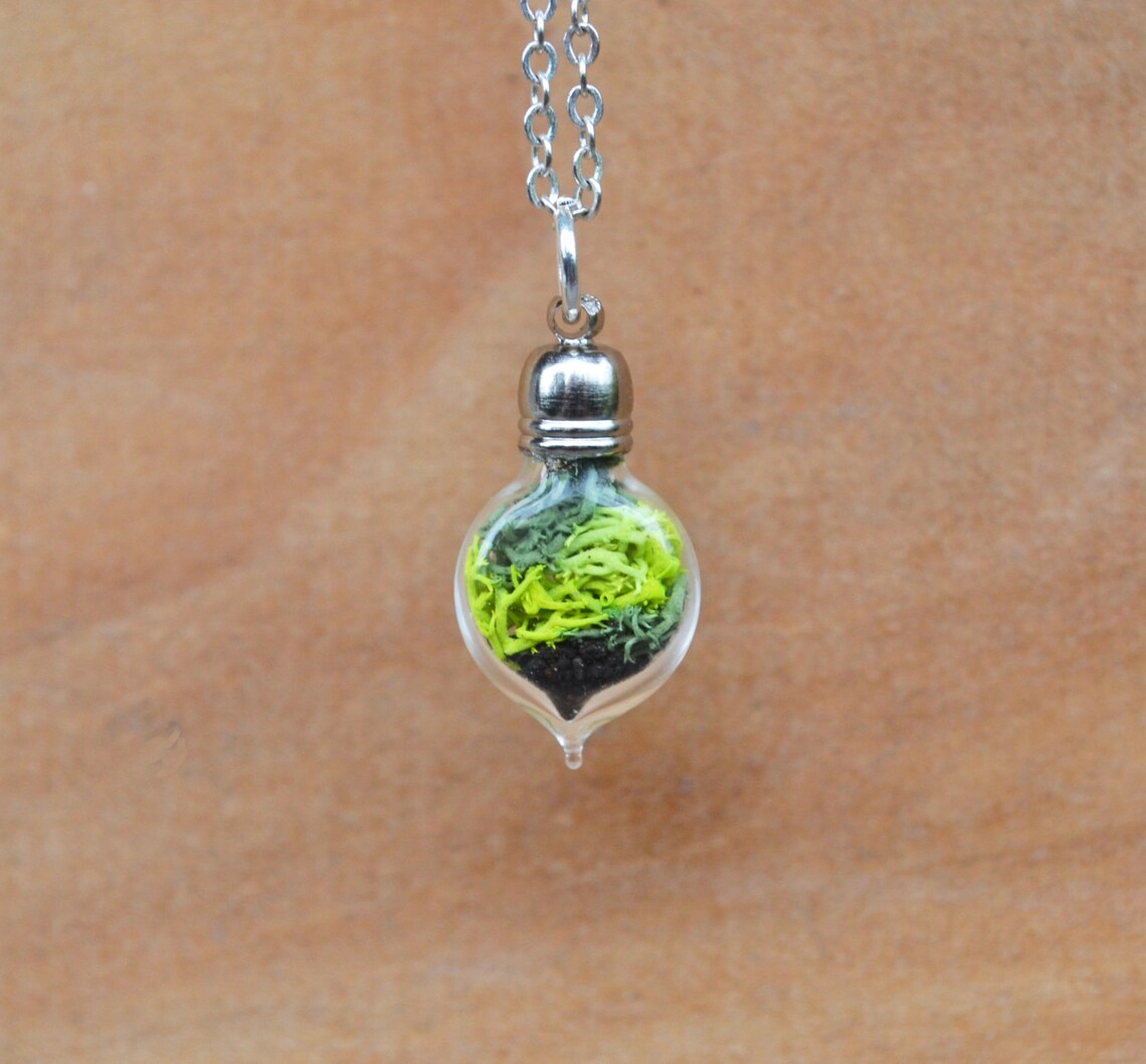 Terrarium Jewelry Spring Jewelry Moss Necklace Plant Etsy