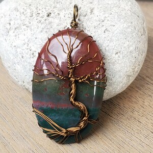 Unique Bloodstone Pendant, Tree of Life Spring Necklace, Wire Wrap Pendant Women's Birthday Gift, Handmade Nature Inspired Spirit Tree Gift image 8
