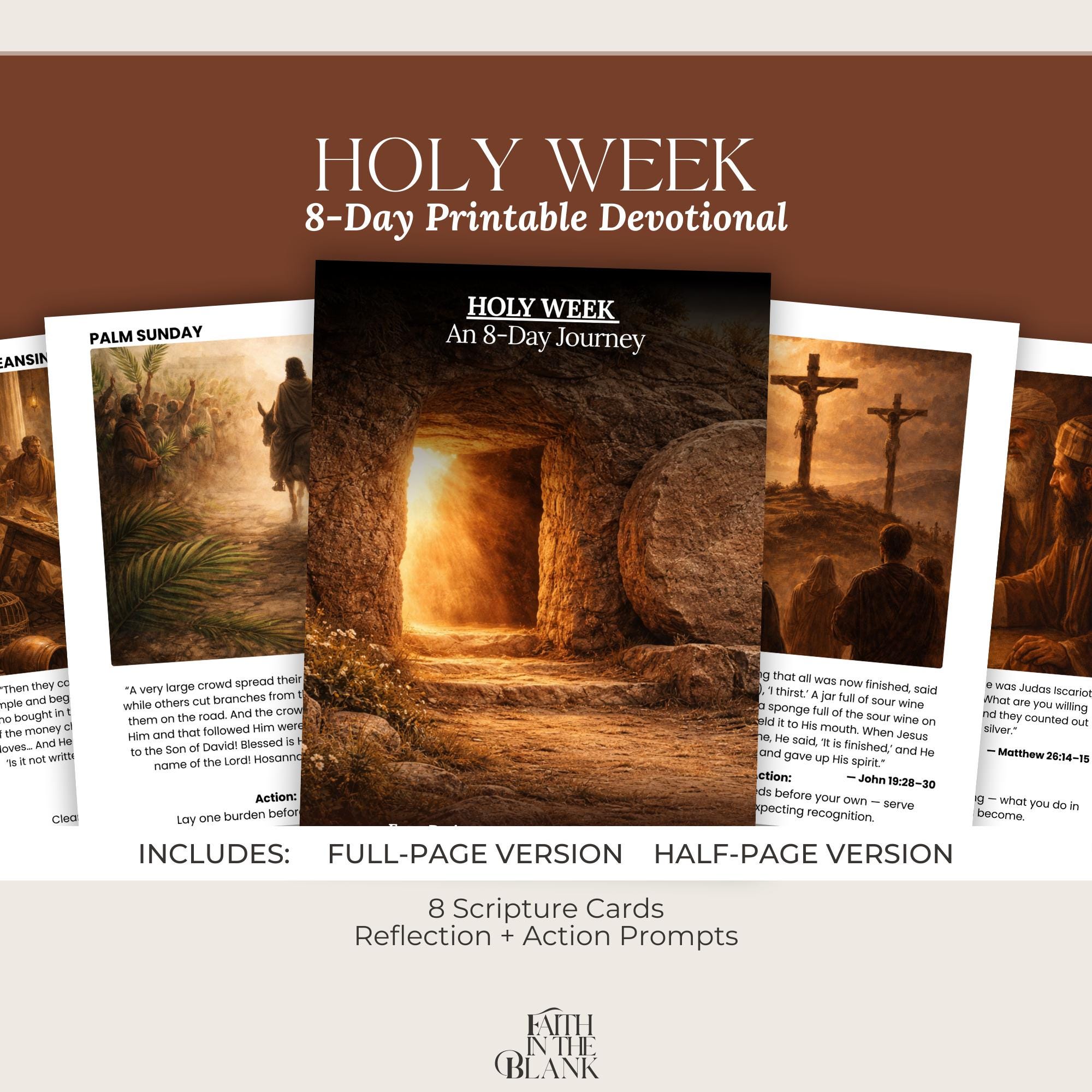 Holy Week Devotional Printable | Easter Scripture Cards | Palm Sunday ...
