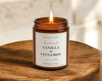 Handmade Soy Candle in Amber Glass Jar | Natural Scented Candle | Minimal Home Decor Gift