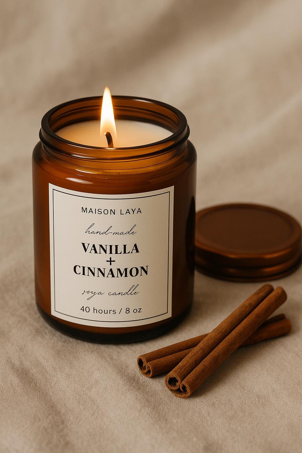 Handmade Soy Candle in Amber Glass Jar | Natural Scented Candle ...