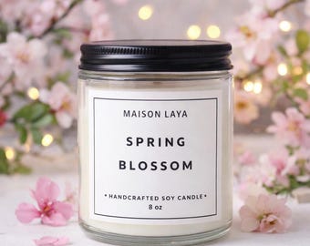 Spring Blossom Soy Candle | Floral Vanilla Scent, Hand Poured (8 oz)