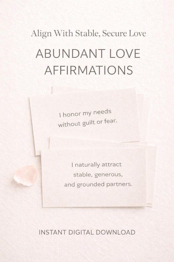 Abundant Love Affirmations | Secure Love Emotional Safety | Feminine Energy Healing | Self Worth Healthy Relationships | Digital Download