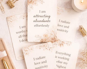 Abundance Affirmation Cards for Women | Digital Printable Wealth & Self-Worth Manifestation Cards