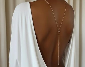 Minimalistische Goldkette mit offenem Rücken – Elegante Brautkette, Boho-Chic-Schmuck, Geschenk für Frauen, Zarte Goldkette