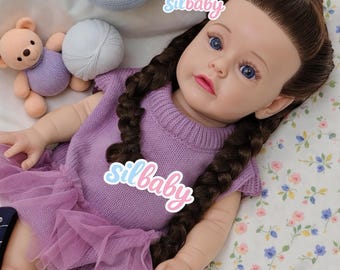 Amélie - Muñeca bebé de silicona de cuerpo completo de 50 cm (20 pulgadas), ojos abiertos, cabello suave, muñeca renacida realista, peso de 3,35 kg